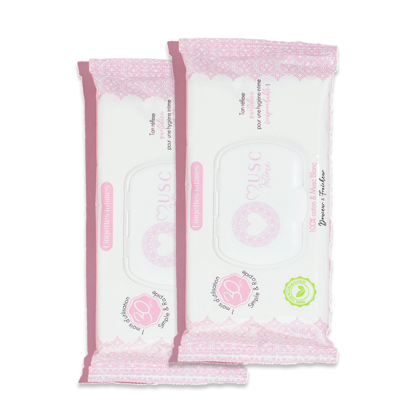 Lingettes toilette Intime au Musc Blanc - Paquet de 30
