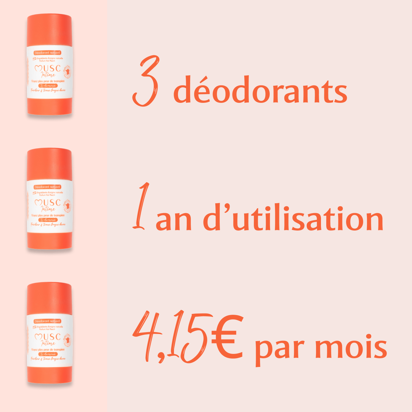 3 Déodorants naturels Hot Peach