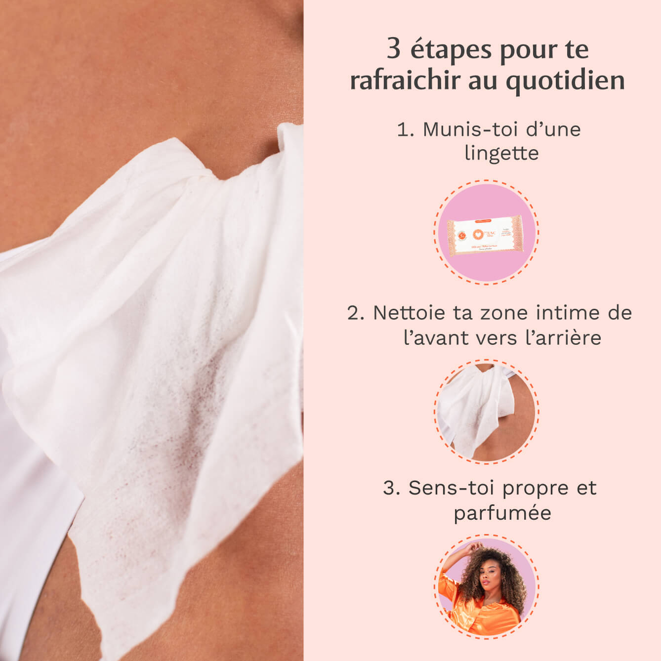 Lingettes toilette intime - Paquet de 30 à la Hot Peach - La Charmeuse