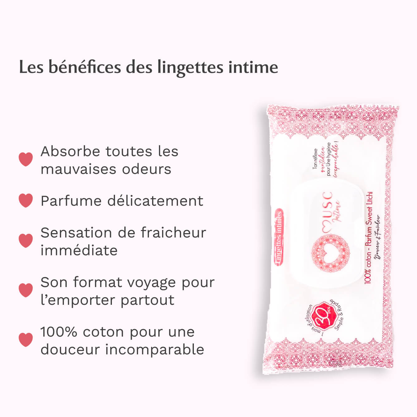 Lingettes toilette intime au Sweet Litchi - La Délicieuse x30