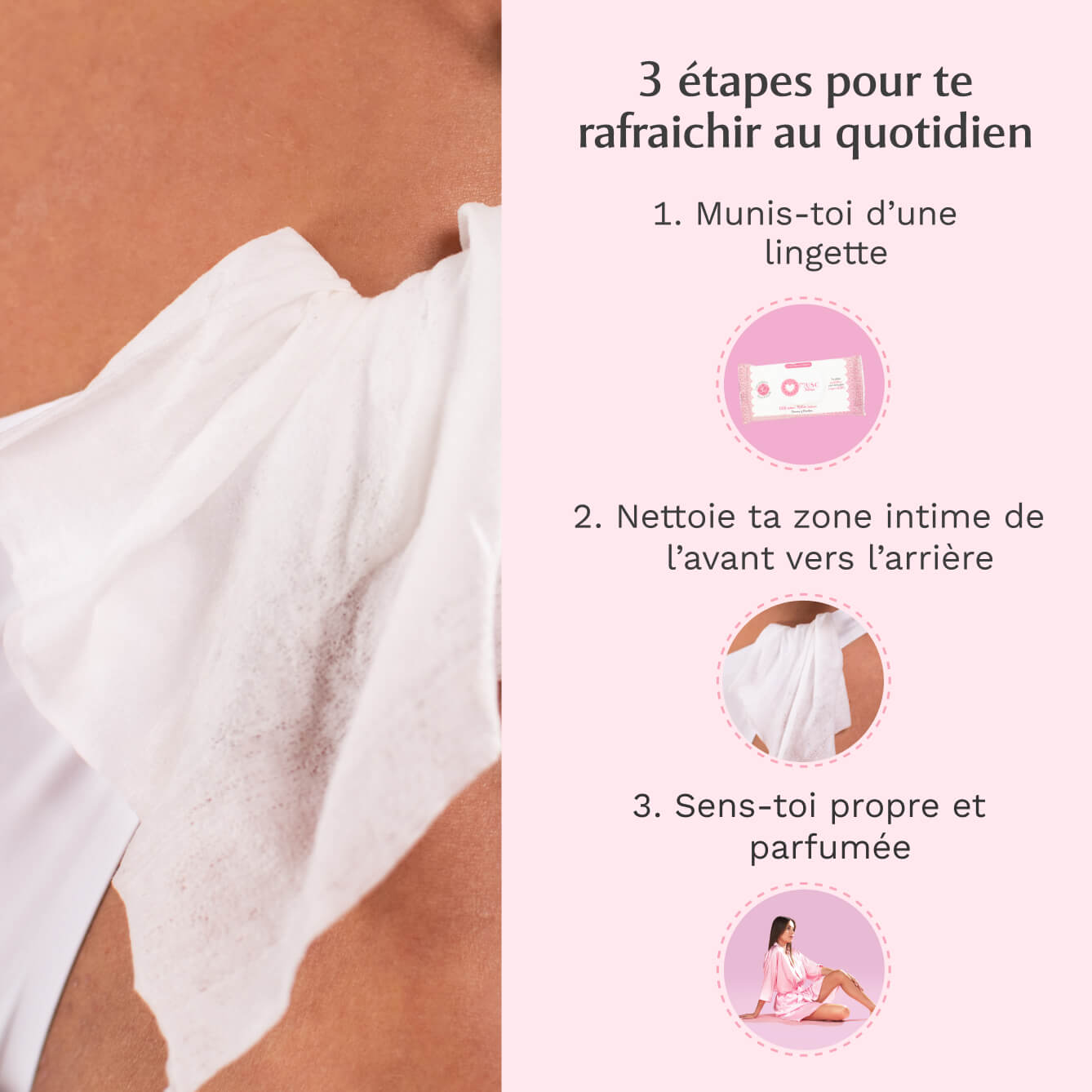Lingettes toilette intime - Paquet de 30 au Sakura - L'Innocente