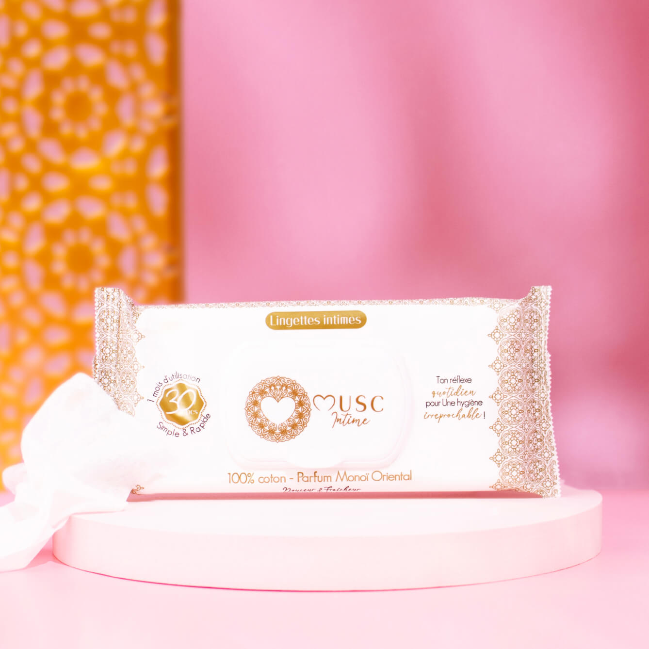 Lingettes toilette intime - Paquet de 30 au Monoï Oriental - La Rayonnante