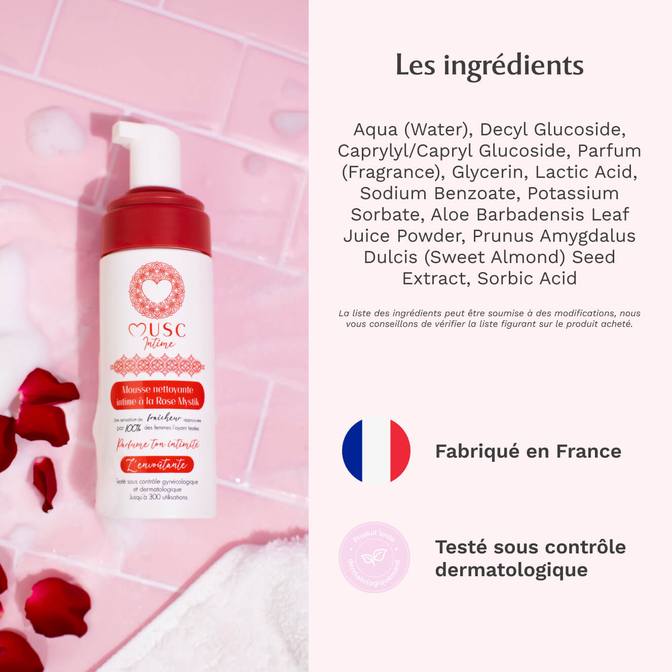 Mousse nettoyante intime à la Rose Mystik - L'Envoûtante (150ml)