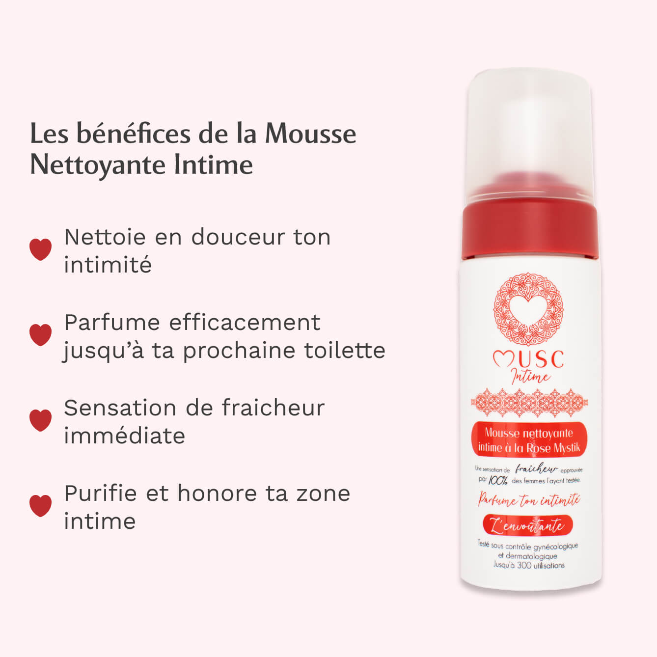 Mousse nettoyante intime à la Rose Mystik - L'Envoûtante (150ml)