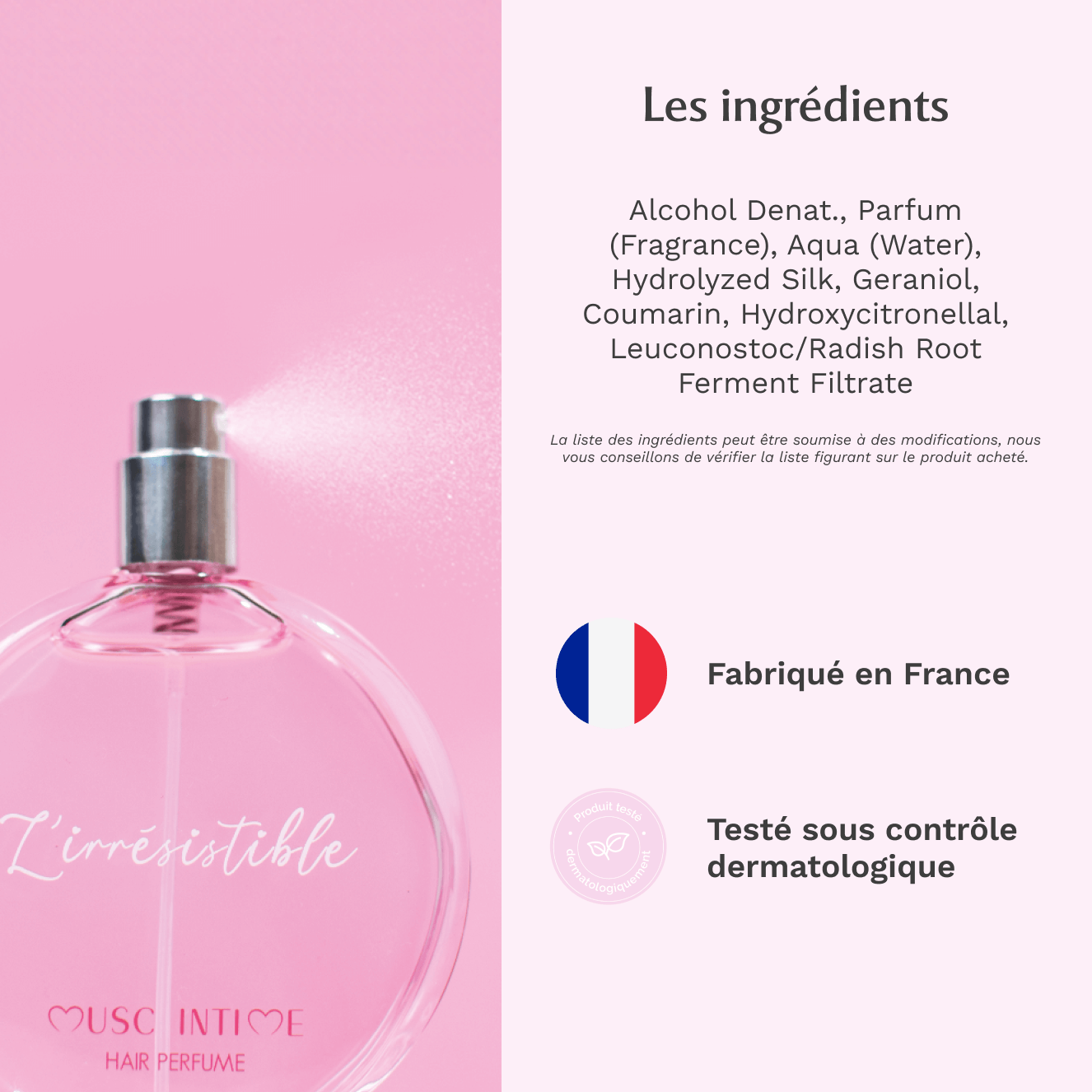 Parfum cheveux au Musc Blanc - L'irrésistible
