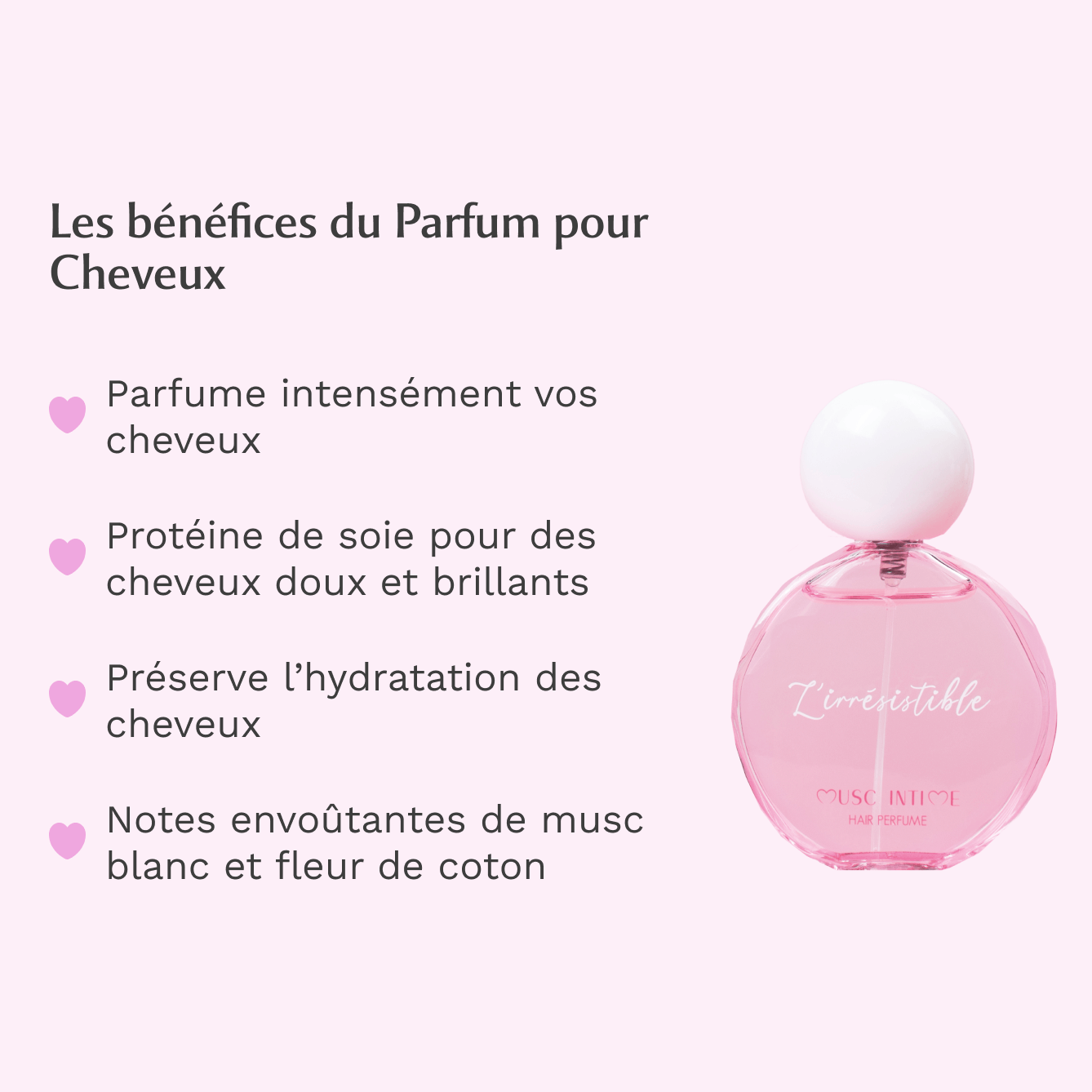 Parfum Corps + Parfum Cheveux + Déo Musc Blanc