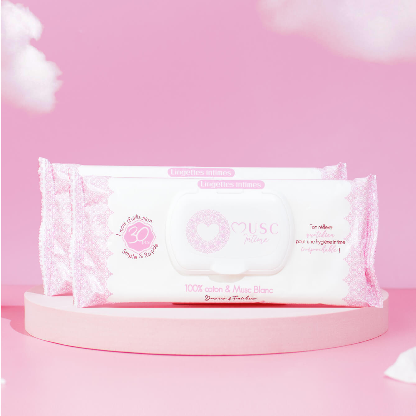 2 Paquets de Lingettes (60pcs) Musc Blanc