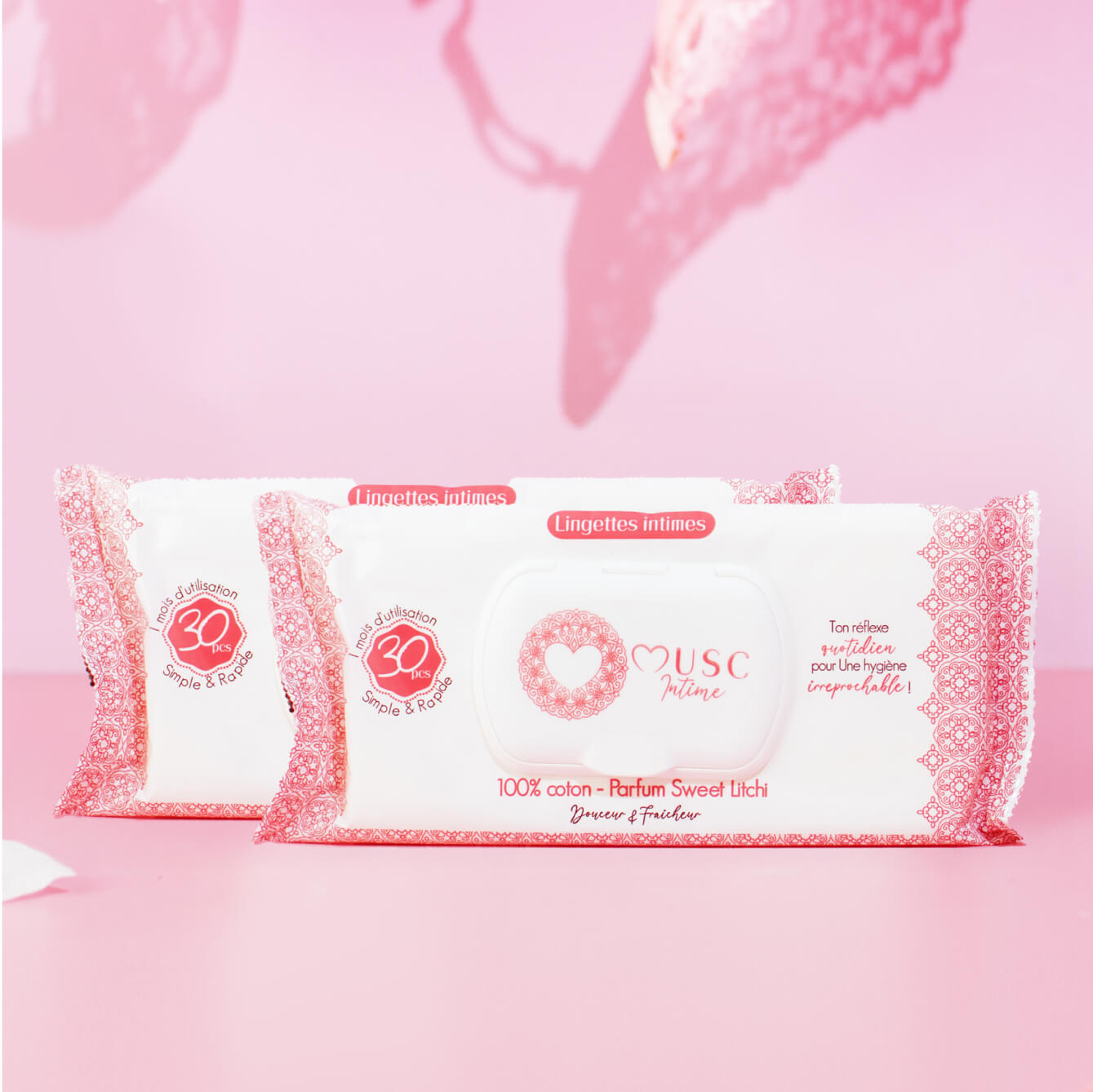 2 Paquets de Lingettes (60pcs) Sweet Litchi